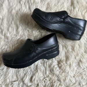 Dansko Black Leather Clogs